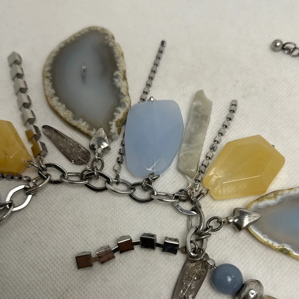 Chico’s Blue & Yellow Geode Statement Necklace – 19” Long / 4” Extender (EUC) - Picture 8 of 9